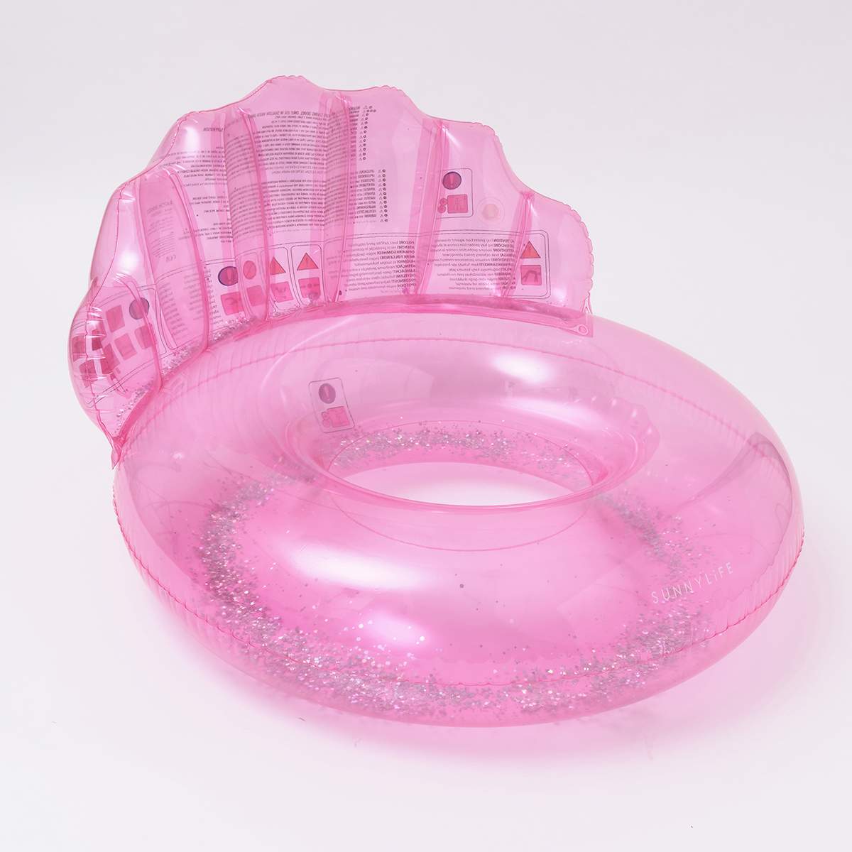 pink color inflatable Luxe Pool Ring Shell Bubblegum