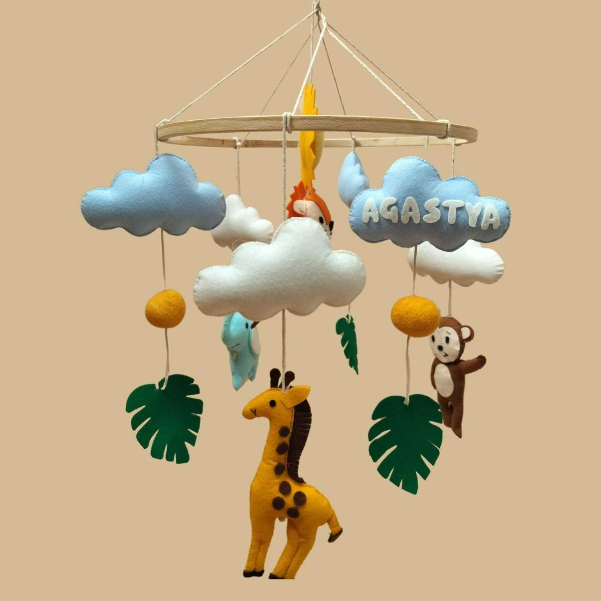 Junior Baby Safari Animals Cot Mobile-Made to Order