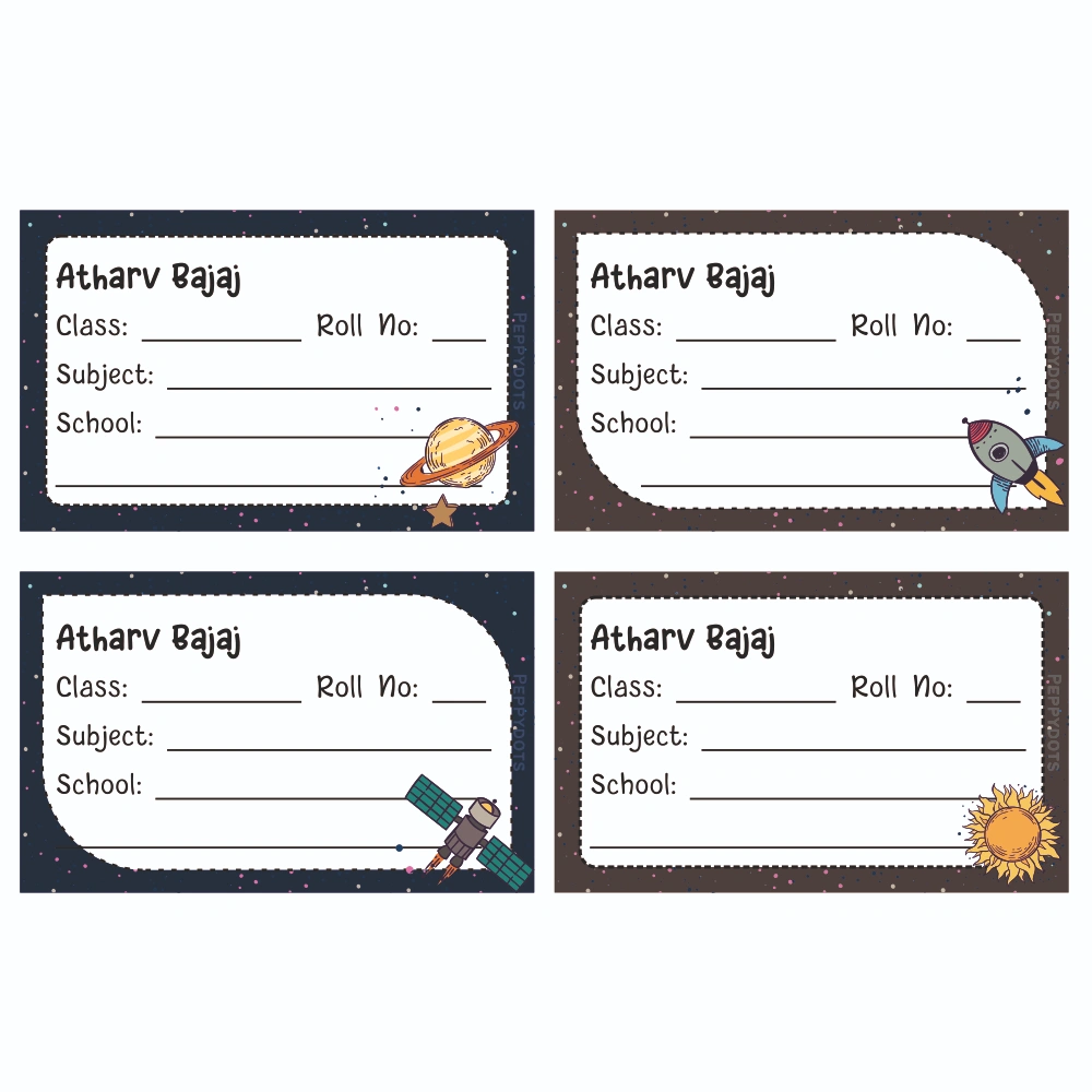 School Book Labels - Space rocket