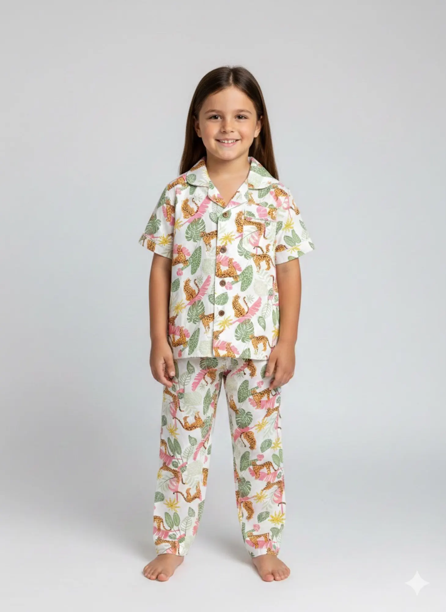 White tiger print summer night suit