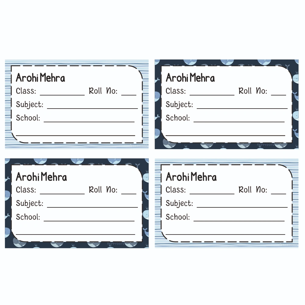 School Book Labels - Whale