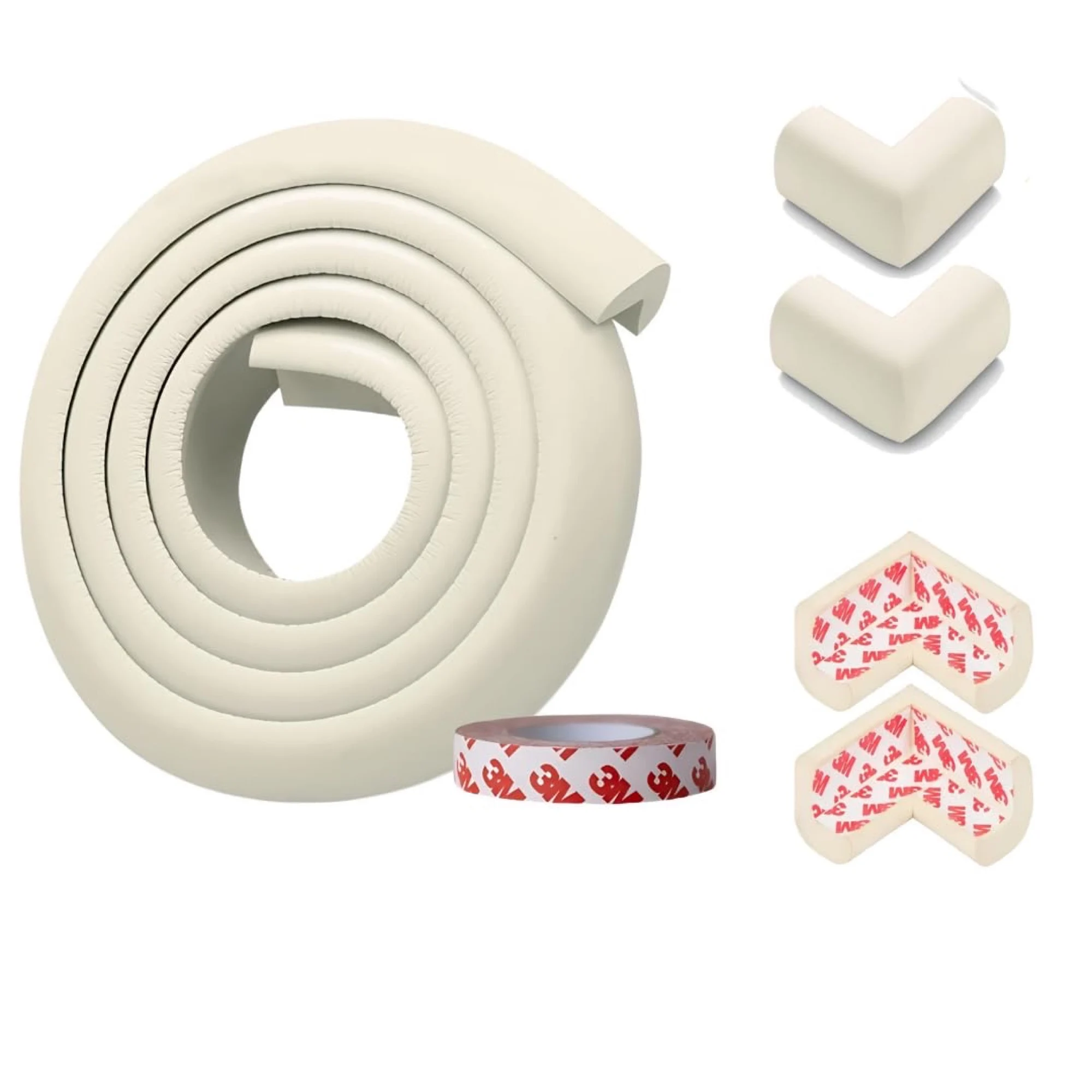 Baby Proofing Safety Strip And Corner Guard (2 Mtrs Roll + 4 Guards, White)