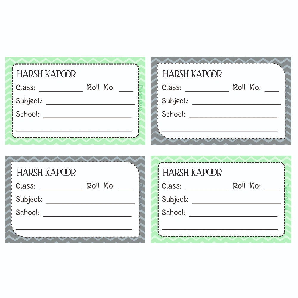 School Book Labels - Zig zag
