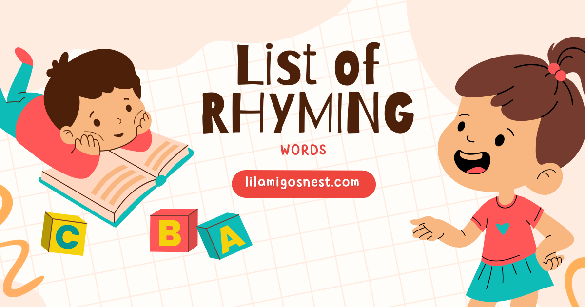 rhyming words, three letter rhyming words, four letter rhyming words